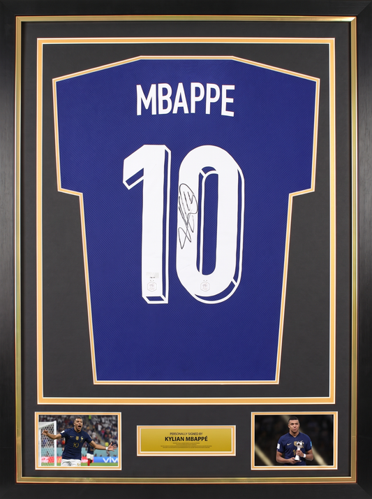 Kylian Mbappé FIFA World Cup™ Back Signed and Framed France 2026 Shirt